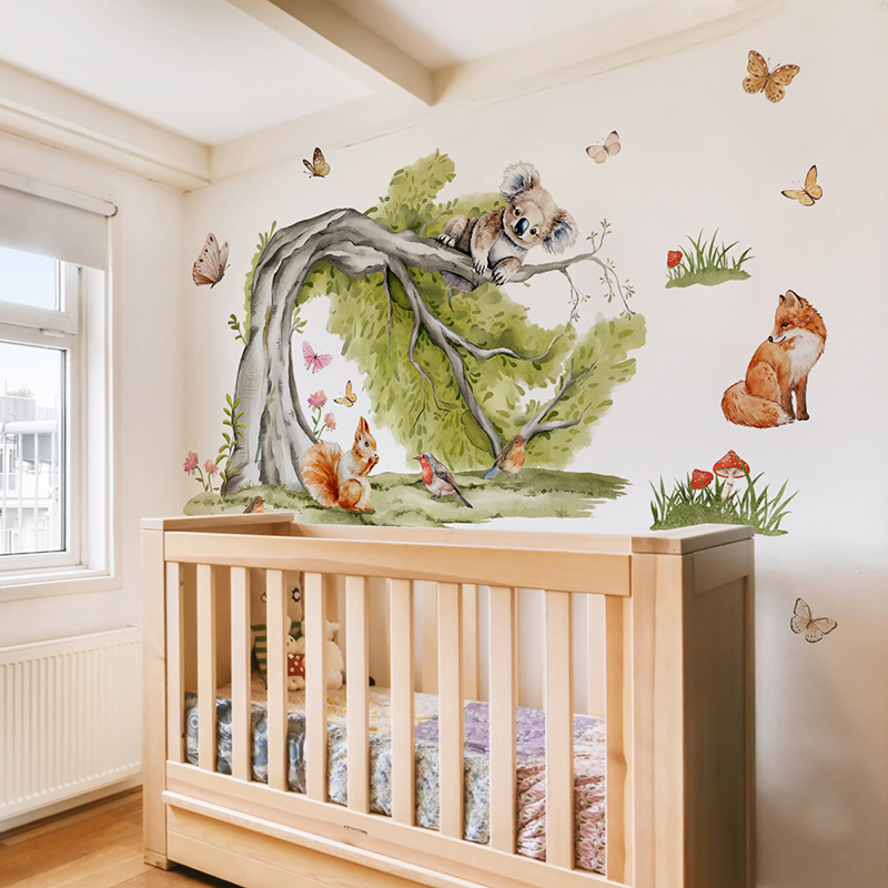 Dschungel großer Baum Tiere Wa – Baby Nursery Tree Bewertung und Preis