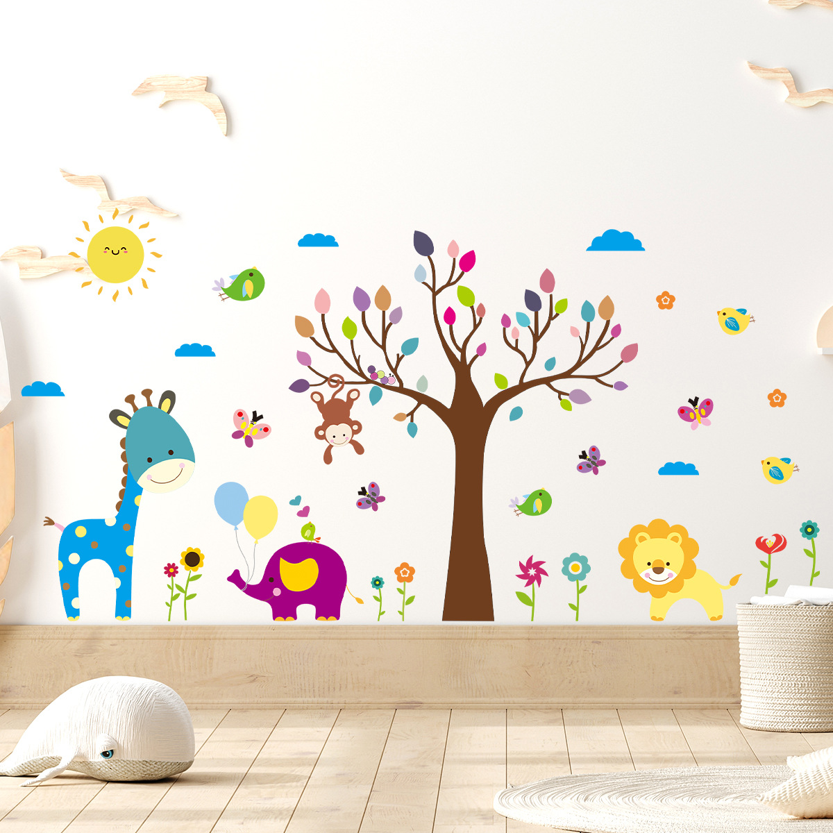 Cartoon kindliche bunte Graffi – Baby Nursery Tree Bewertung und Preis