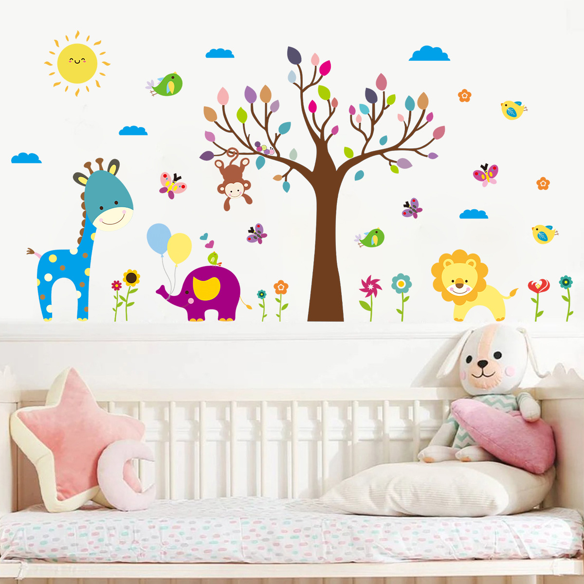 Cartoon kindliche bunte Graffi – Baby Nursery Tree Bewertung und Preis