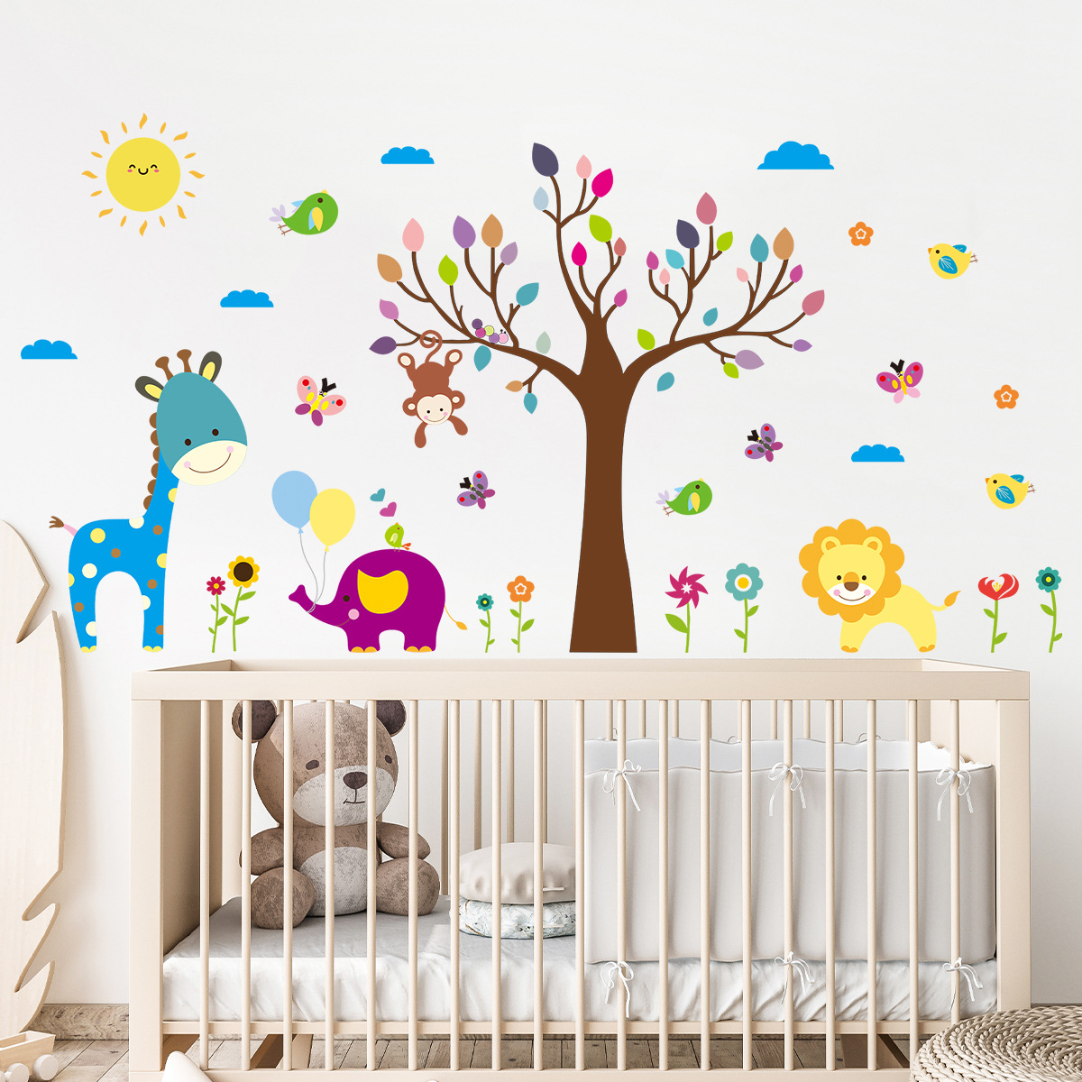 Cartoon kindliche bunte Graffi – Baby Nursery Tree Bewertung und Preis